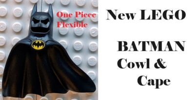 New LEGO Batman CAPE EARS One Piece Rubber Printed Logo Flexible Pointy Smile