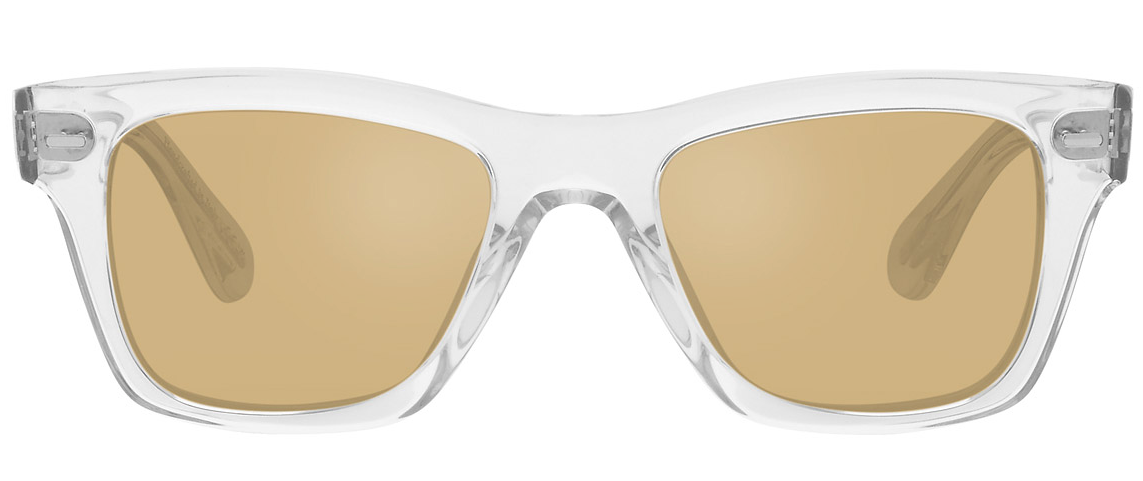 Pre-owned Oliver Peoples V5393u 11010f 54 Crystal/mustard Rectangular Men's Sunglasses In Yellow