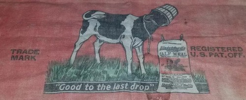 Blatchford Calf Meal Co Cloth Seed Bag Waukegan Illinois Cow & Bucket Cattle