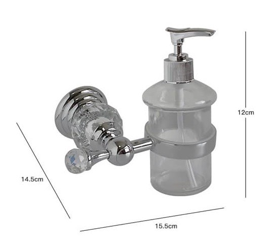 Porta Sapone Dispenser Sapone Liquido Vetro Montaggio a Parete Bagno Crystal dfh
