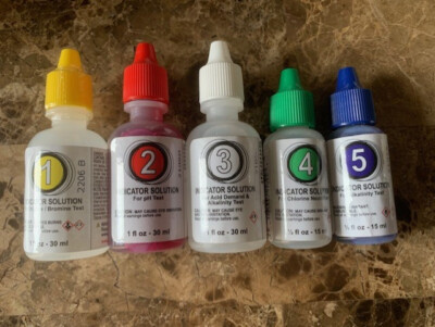 Poolmaster Poolstyle Indicator Solution 1,2, 3, 4 5 Reagents Chlorine Bromine PH