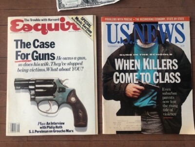 Two (2) 1981 ESQUIRE & 1993 US NEWS Guns Harvard School Shootings Groucho Marx