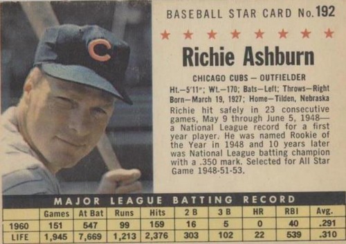 1961 Post - Richie Ashburn #192