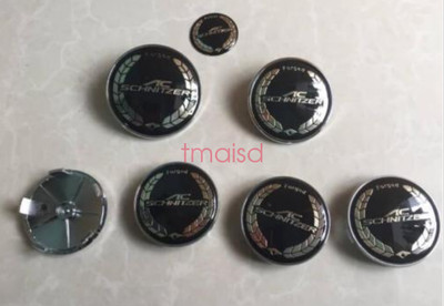 7pcs AC Schnitzer Hood Trunk Steering Wheel Center Caps Hub Cap Emblem Badge