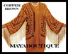 Pre-owned Maya Matazaro Copper Burnout Velvet Silk Fringe Jacket Short Kimono By