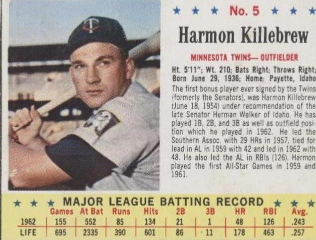 Jell-O 1963 - Harmon Killebrew #5