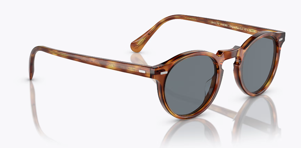Pre-owned Oliver Peoples Gregory Peck Sun 47mm Semi-matte Lbr /blue Photochromic In Gold