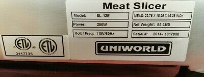 NEW 12" Manual Deli Slicer Cutter Meat Cheese Commercial UNIWORLD SL-12E #2591