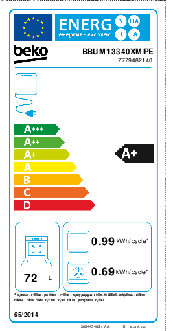EEK:A+ auf einer Skala von A+++ bis D ist das Rating A+