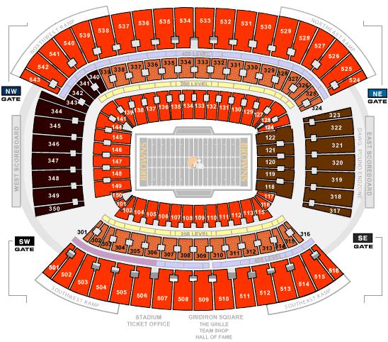 Cleveland Browns Tickets vs Ravens 10/7 FRONT ROW ON 50 YD LINE SECTION 133