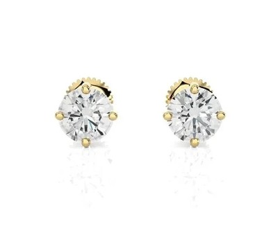 1CT Round Lab Created Diamond Women's Stud Earring 14K Yellow Gold Plated