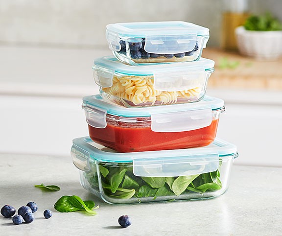 Betty Bossi Aufbewahrungsdose mit Deckel, Glas rechteckig - 4er-Set, Gratinform - Bild 3 von 5