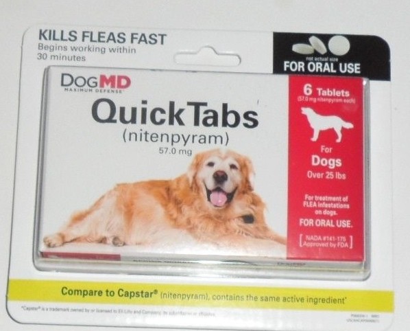 Dog MD Quick Tabs (Nitenpyram) Over 25 Lb Flea Treatment 6 Tablets FREE SHIP