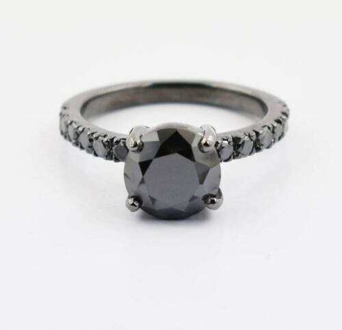 ★関税/送料込★VIVASTUDIO★BLACK DIAMOND RING 5 Ct Black Diamond Ring In Black Gold Finish Great Shine AAA