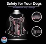 Foxyep Tactical Dog Harness,Working Dog MOLLE Vest with Handle for Small Dogs No Pull Adjustable Pet Harness Reflective Strap with Dog Leash Set(XS,Pink Floral)