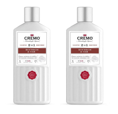 Cremo Bourbon & Oak Barber Grade 2-in-1 Shampoo & Conditioner, 16 Fl Oz...