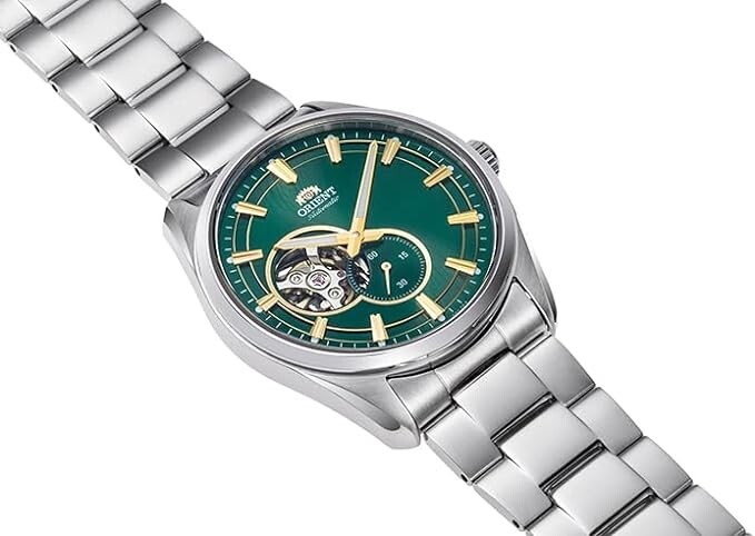 Pre-owned Orient Automatic Watch Semi-skeleton Open Heart Rn-ar0008e Men's Green