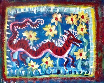 A dragon visited the garden today 4x6 Postcard Art Print Signed by Artist Ltd Ed