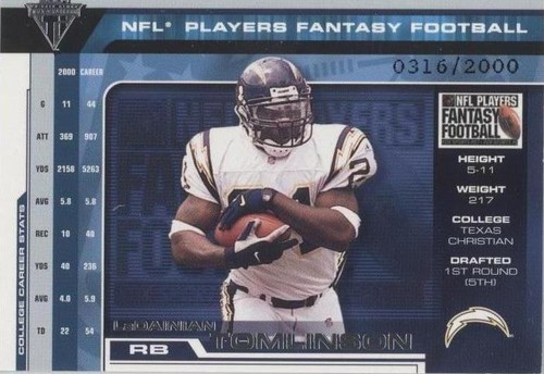 2001 Pacific Private Stock Titanium LaDainian Tomlinson #22