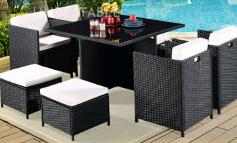 A brand new black 9 piece garden rattan furniture set . | in Stoke-on