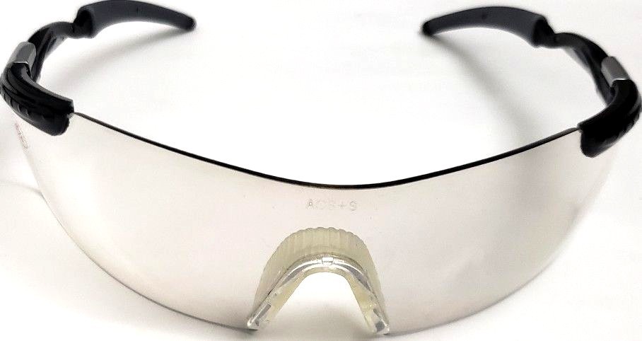 AOS Z87 UNISEX SHIELD SUNGLASSES AOS+S SAFETY CLEAR MIRRORED LENSES BLACK / GRAY