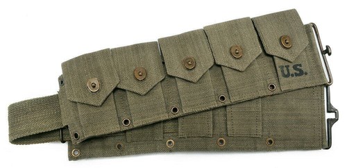 US M1 Garand M1923 Cartridge Belt Dark OD Marked JT&L 1944 will fit up to 49"