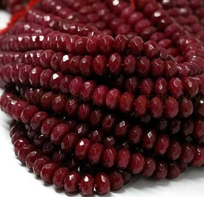 AAA 4mm Genuine Natural Red Ruby Gemstone Rondelle Beads Faceted  1 Strand 15''