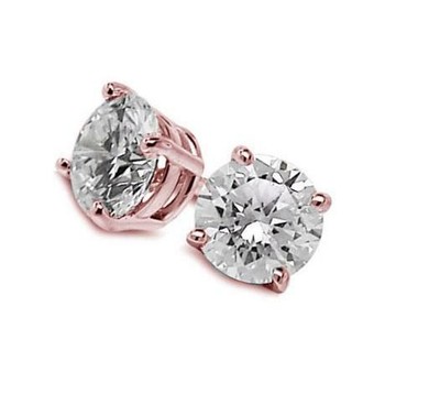 Pre-owned Your Own Diamond Round Diamond 0.70ct Prong Set Solitaire Studs Earrings 14kt Rose Gold Appraisal In White