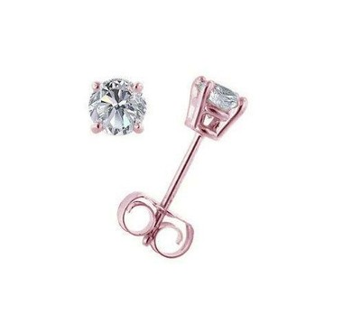 Pre-owned Your Own Diamond Solitaire Studs Earrings Natural Diamond 0.70ct Basket 4 Prong Set 14k Rose Gold In White