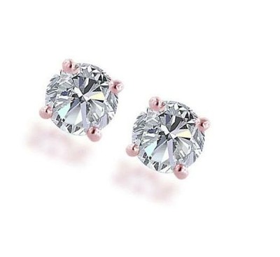 Pre-owned Your Own Diamond Solitaire Studs Earrings Natural Diamond 0.70ct Basket 4 Prong Set 14k Rose Gold In White