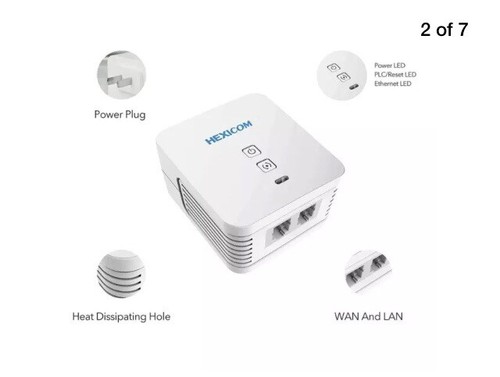 HEXICOM Av 200 Mbps Powerline Ethernet Adapter Wifi Kit Homeplug Bridge PLC...