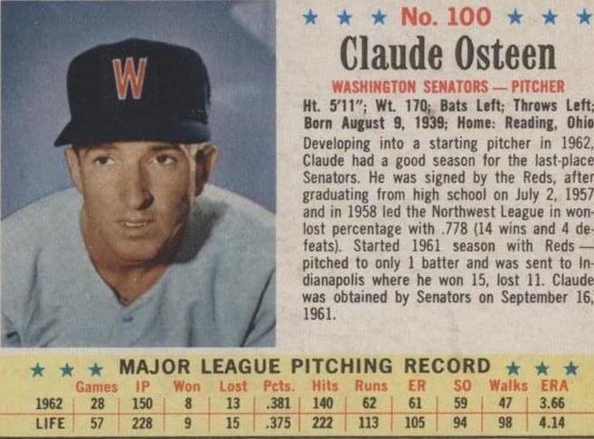 1963 Post - Claude Osteen #100