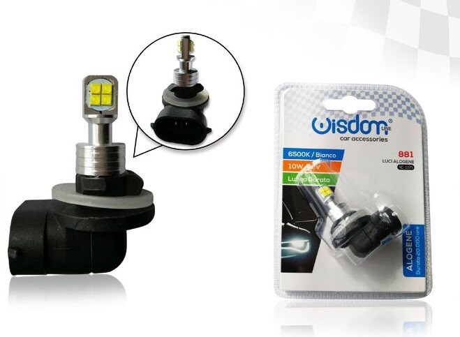 Lampadina Lampada Fari Auto 8 Led 881 10W 12V 6500K Luce Bianca xc-1175 wis