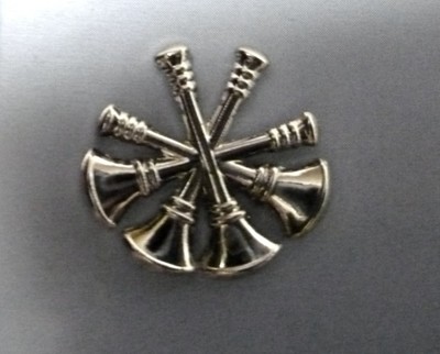 Deputy Fire Chief Collar Pin Device 4 Crossed Bugles Tac 2 Pc Set Silver New