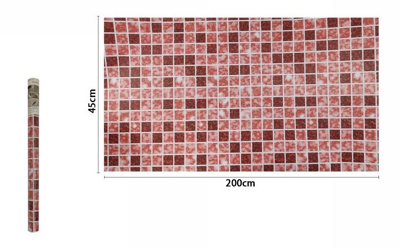 Rotolo Pellicola Adesiva Mosaico Rosso 45cmx2m Pannelli Cassetti Mobili dfh