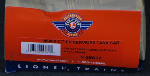 Lionel Train #6465 Cities Services Tank Car - Metal Frame - O Scale - 6-29617