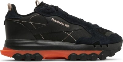 Womens Reebok Cardi B Classic Leather Casual Shoes Sneakers Black Orange GY5925