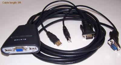 BELKIN 2-Port USB KVM Switch w 8FT Cables PC MAC Linux F1DK102U