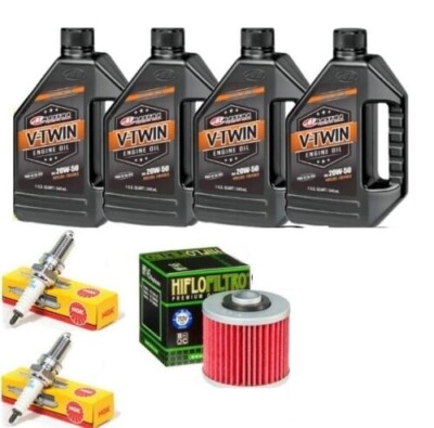 Yamaha V Star 1100 Oil Change Tune Up Kit 20W-50 4 Quarts Spark Plugs Oil Filter