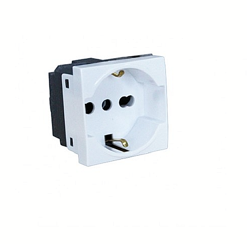 Presa Elettrica Schuko Bivalente Extrastar 16 a 220v Bipasso 2 Moduli Bianca