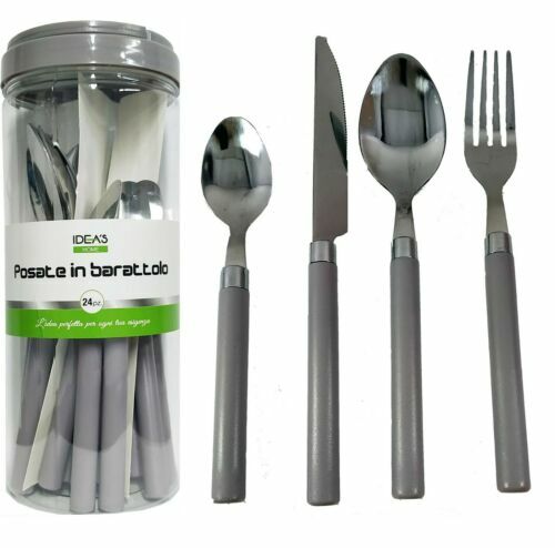 Set Servizio 24 Pezzi Posate Con Manico Colorato Cucina idea