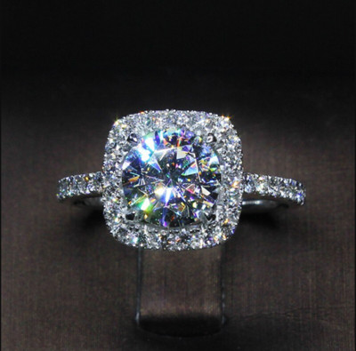 Delicate Engagement Bride Ring in 14K WhiteGold 1.24Ct Lab Created Round Diamond