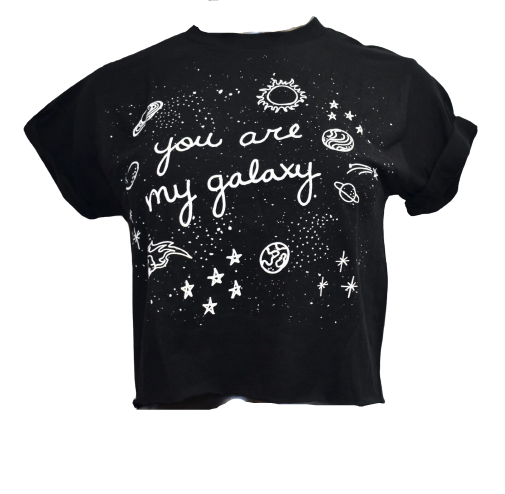 Hot Topic Juniors You Are My Galaxy Black Crop Top Shirt NWT S, M