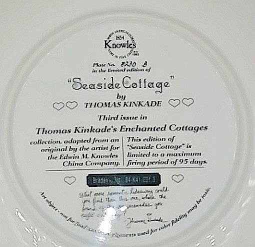 Thomas Kinkade Collector Plate Seaside Cottage enchanted cottages Knowels  P203