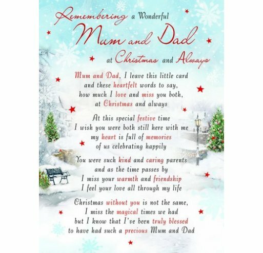 Remembering A Wonderful Mum &amp; Dad At Christmas Graveside Memorial Verse Keepsake | eBay