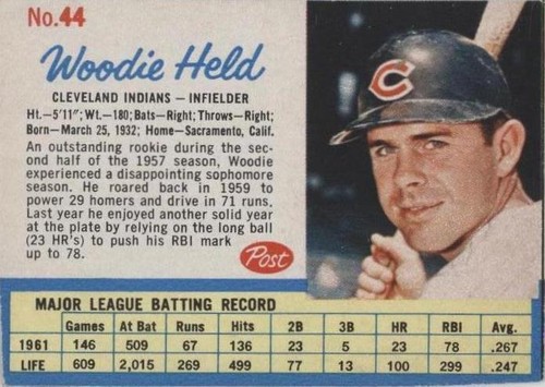 1962 Post - Woodie Held #44