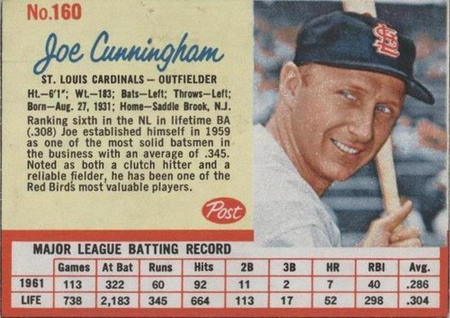 1962 Post - Joe Cunningham #160