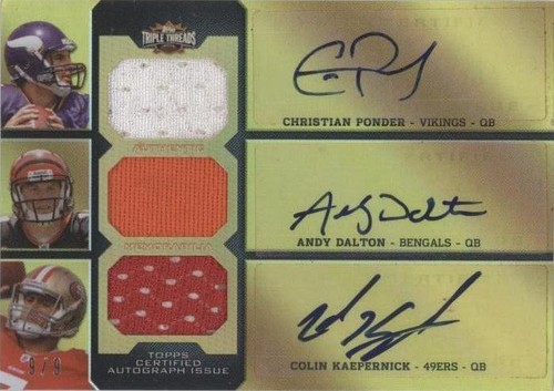 2011 Topps Triple Threads Andy Dalton Christian Ponder Colin Kaepernick #TTARC-9