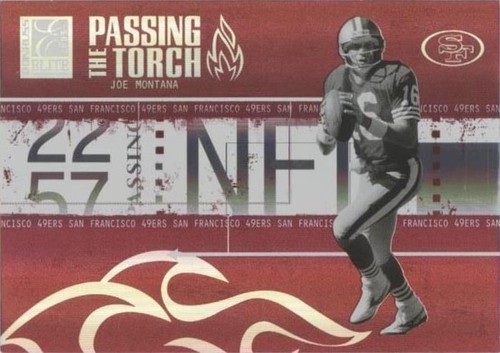 2005 Donruss Elite Joe Montana Tom Brady #PT-30