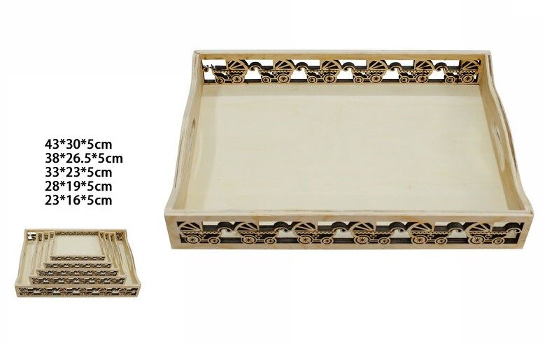 Set 5 Pezzi Cassette Vassoi In Legno Naturale Varie Misure Decoupage dfh